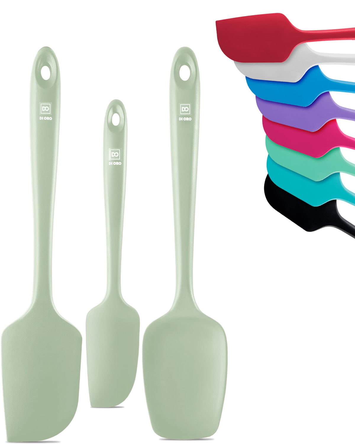 DI ORO Silicone Spatula Set - 600F Heat Resistant, 3-Pc Red