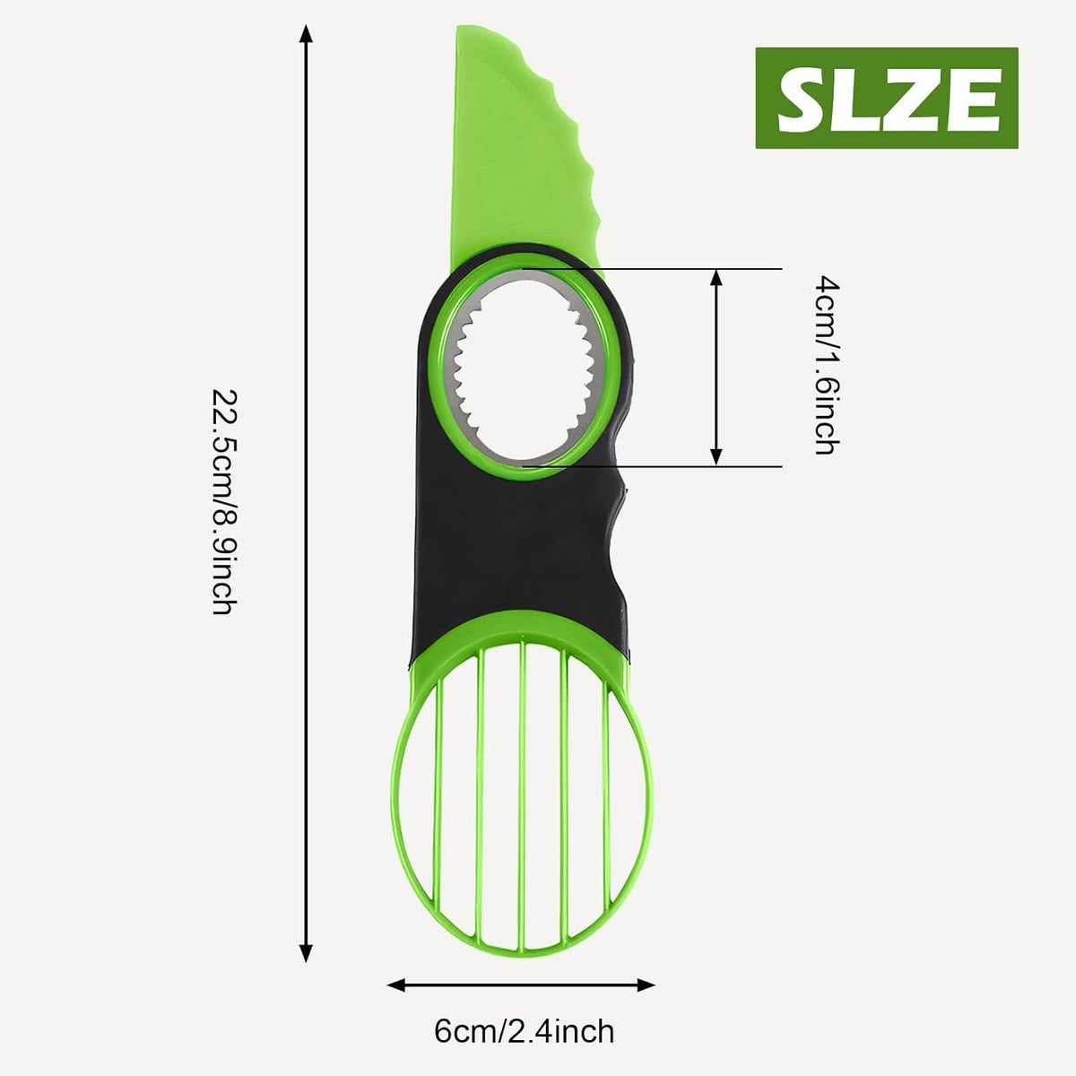 [YQBHDMTM] 3-in-1 Avocado Slicer Knife with Pitter & Peeler, Stainless Steel Blade Avocado Cutter Tool for Slicing, Pitting & Scooping – Dishwasher Safe, Green