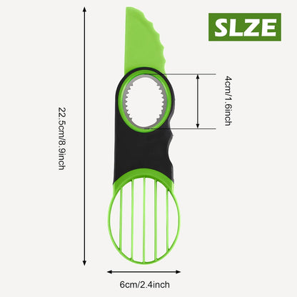 [YQBHDMTM] 3-in-1 Avocado Slicer Knife with Pitter & Peeler, Stainless Steel Blade Avocado Cutter Tool for Slicing, Pitting & Scooping – Dishwasher Safe, Green