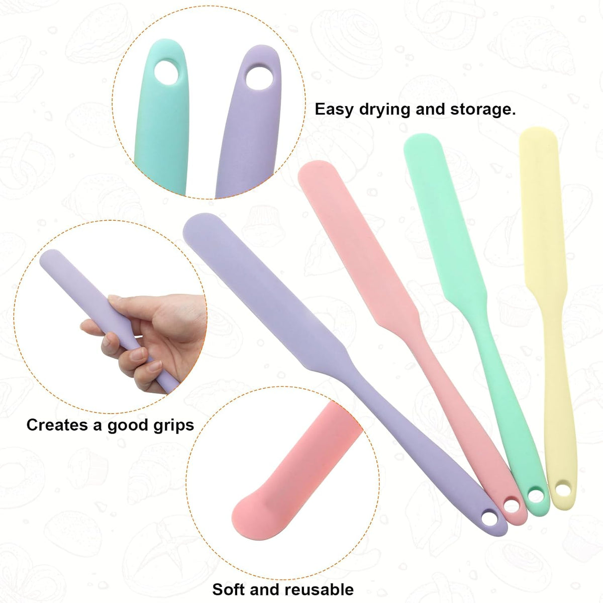 4 Pcs Silicone Jar Spatula, Small Scraper Skinny Spreader for Jars