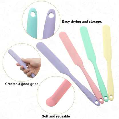 4 Pcs Silicone Jar Spatula, Small Scraper Skinny Spreader for Jars