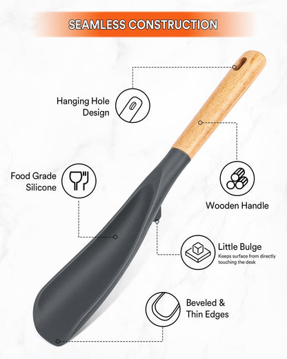 Badiano Silicone Cooking Spoon for Nonstick Cookwares, Multi-function,11.4"