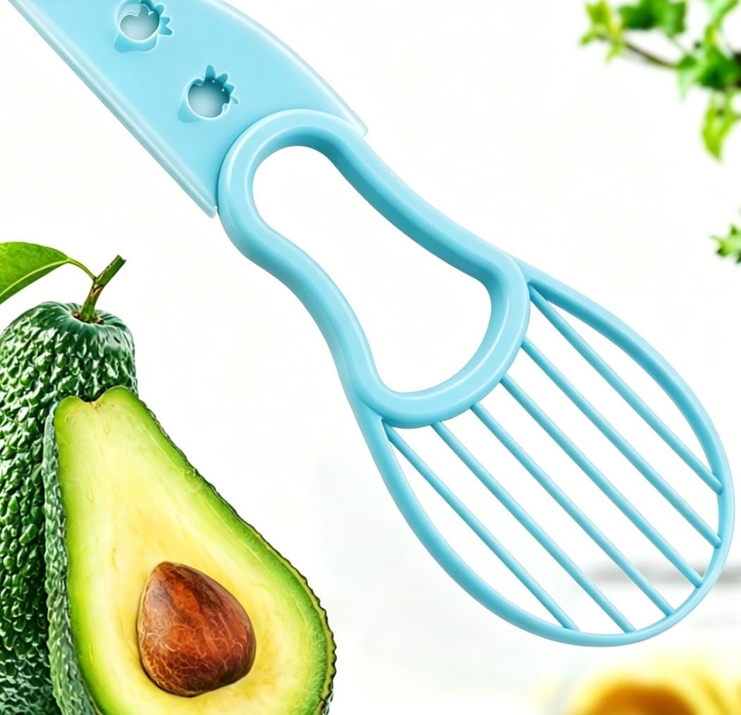 3-in-1 Avocado Slicer, Plastic Cutter with Peeler, Corer, and Pulp Separator, Kitchen Tool