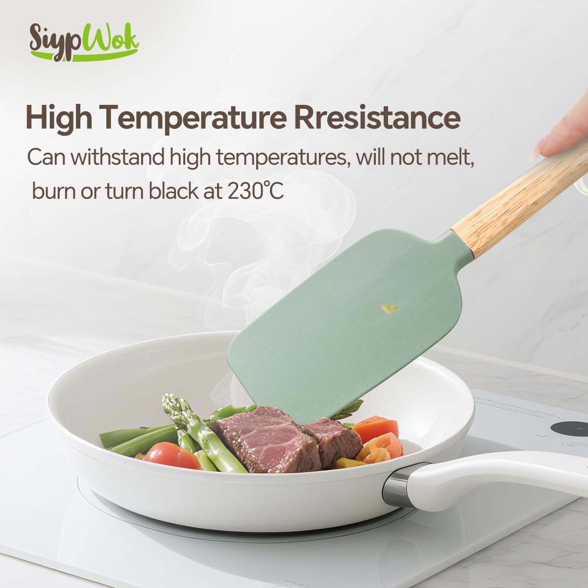 Silicone Spatula Set, Food Grade Rubber Spatula-4 Piece Nonstick Rubber Spatulas, Spoonula, Jar Scraper for Cooking, Baking, Mixing, Frosting - Heat Resistant Up to 600°F (4 Pcs Spatula Green)