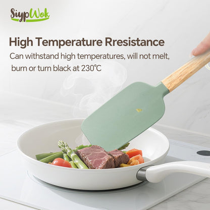 Silicone Spatula Set, Food Grade Rubber Spatula-4 Piece Nonstick Rubber Spatulas, Spoonula, Jar Scraper for Cooking, Baking, Mixing, Frosting - Heat Resistant Up to 600°F (4 Pcs Spatula Green)