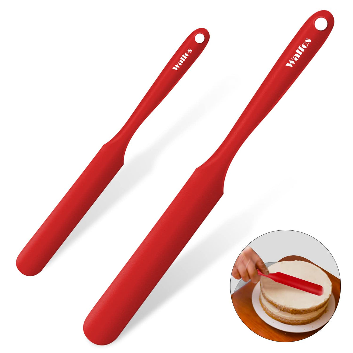 Walfos 600°F High Heat Resistant Silicone Spatula Set of 5- Food Grade Rubber Spatula Set for Baking Cooking & Mixing - BPA Free, Non Stick and Dishwasher Safe,black