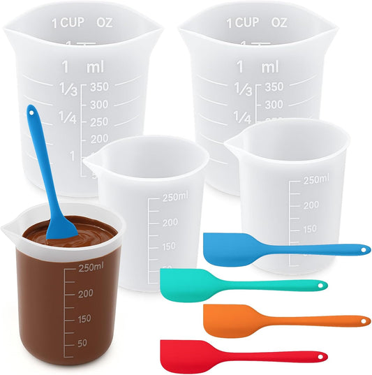 Juome Silicone Chocolate Melting Cup Set with Jar Spatulas, Heat-Resistant