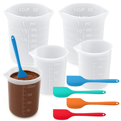 Juome Silicone Chocolate Melting Cup Set with Jar Spatulas, Heat-Resistant