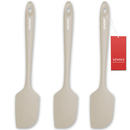 3 Pack Large Silicone Spatula for Kitchen,600°F Heat resistant Rubber Spatulas for Baking,Cooking, Scraping,and Mixing,Non Stick Kitchen Utensils, BPA Free, 11.2 IN, Khaki