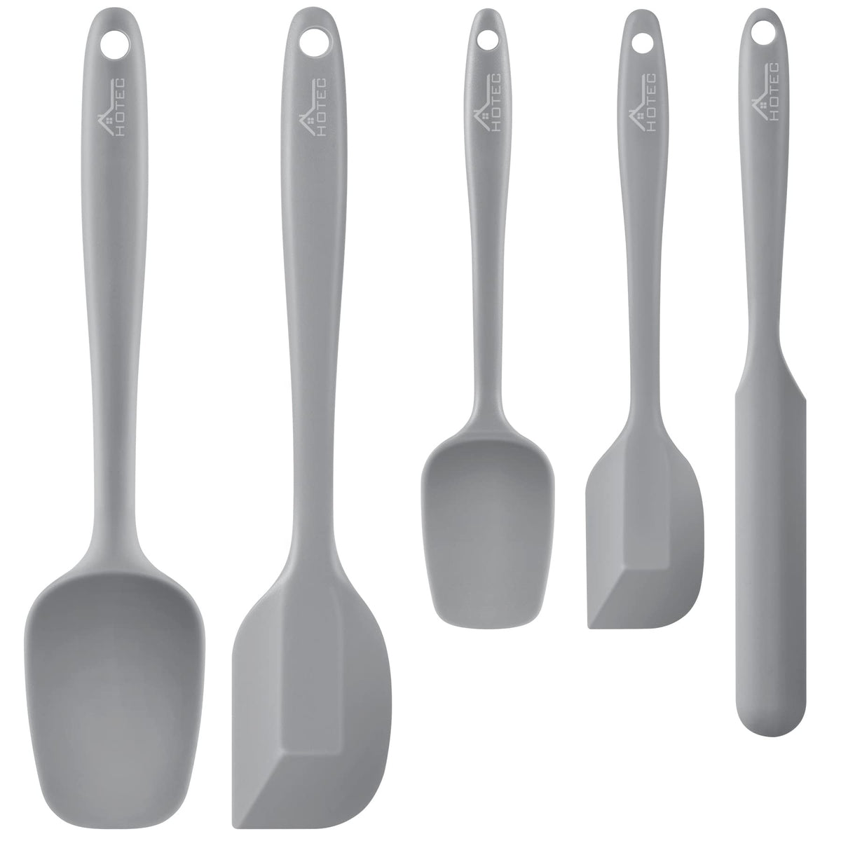 HOTEC Silicone Rubber Spatula Set BPA-Free, Multicolor, Set of 5