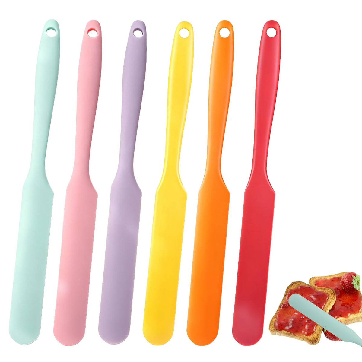 3 Pack Silicone Jar Spatula Small Silicone Spatulas Mini Jar Scraper for Peanut Butter, Mayo, Jams Flexible Kitchen & Baking Tools(Color B)