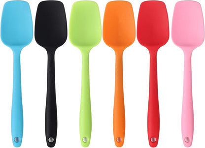 MOACC Silicone Spatulas, 8.2 inch Small Rubber Spoon Spatula Heat Resistant Seamless One Piece Design Non-Stick Spoonula Flexible Scrapers Baking Mixing Tool (6 Pcs)