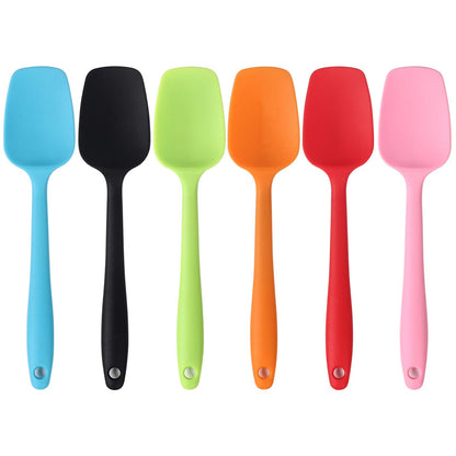 MOACC Silicone Spatulas, 8.2 inch Small Rubber Spoon Spatula Heat Resistant Seamless One Piece Design Non-Stick Spoonula Flexible Scrapers Baking Mixing Tool (6 Pcs)