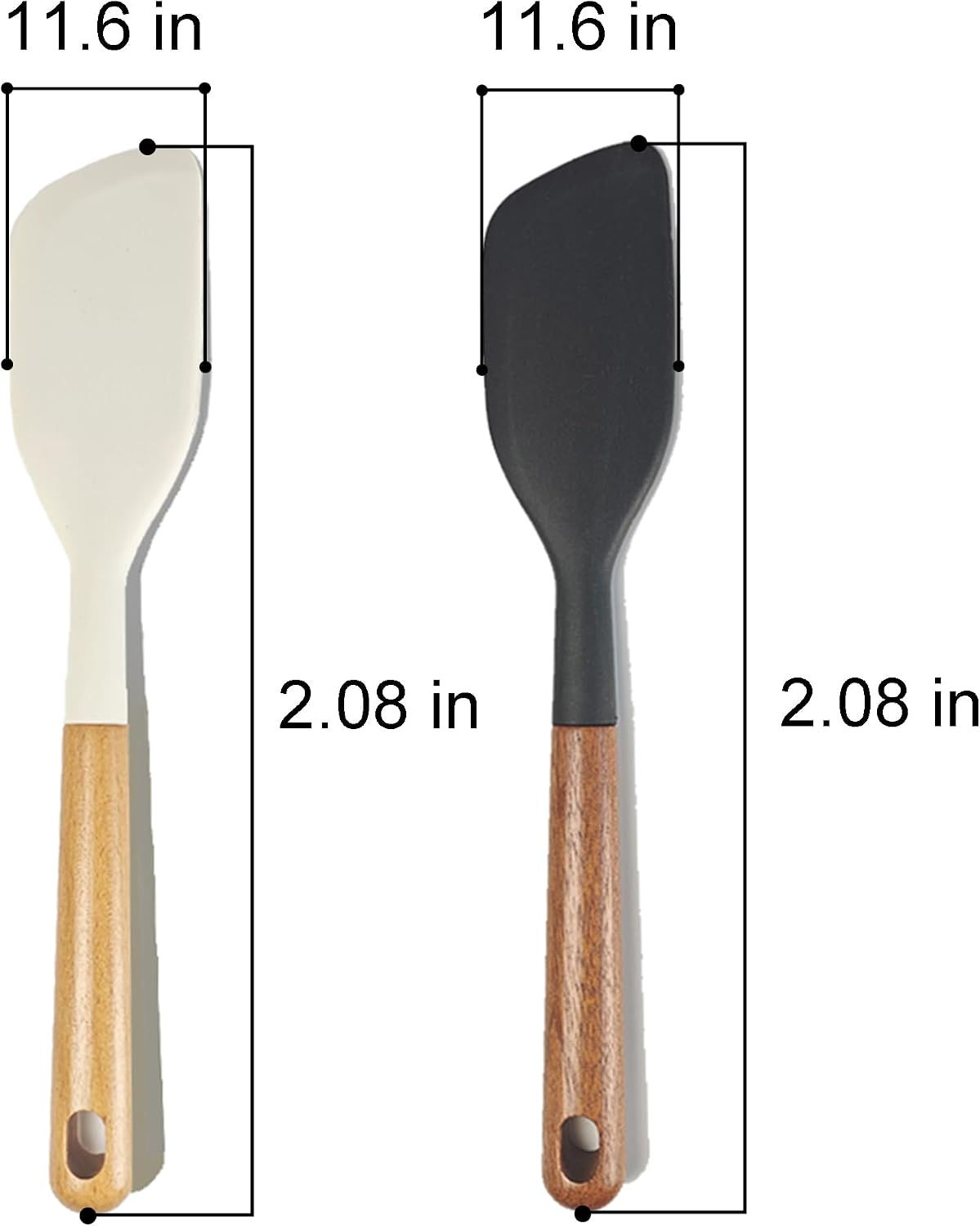 2PCS Heat Resistant Silicone Spatula Set, Silicone Spatula Wooden Handle, Rubber Spatula for Baking, Losing Weight Meal & Salad, Versatile Kitchen Tool, Mixing, Frosting, Heat Resistant 600°F
