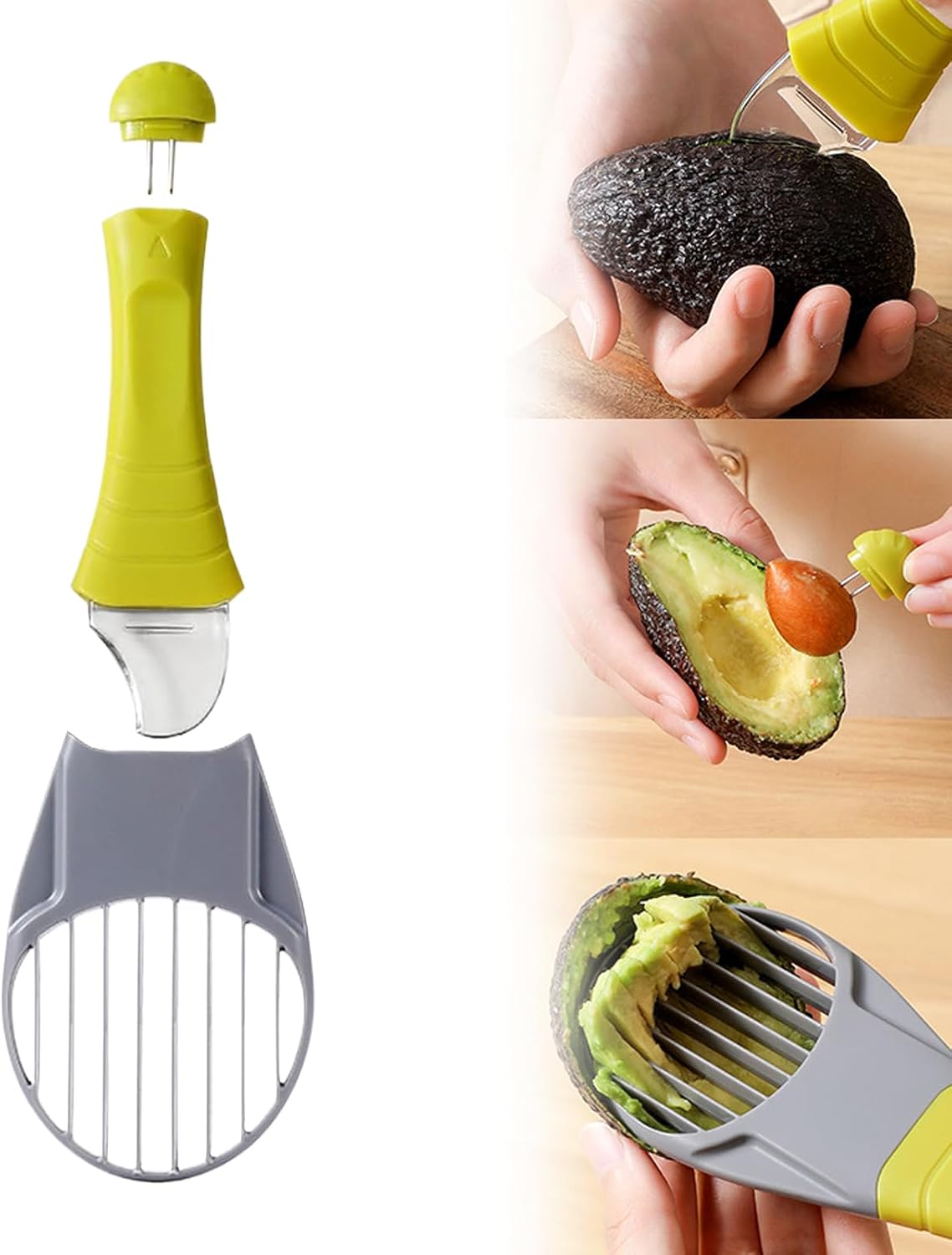 Avocado Slicer Tool 3 in 1, Safe, Compact, Kid-Friendly