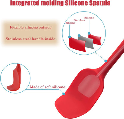 Silicone Spatula Set, Rubber Spoon Spatula for Baking, Heat Resistant Cooking Utensil, Flexible Silicone Spoon Baking Mixing Tool Cooking Gadget (4-Piece)