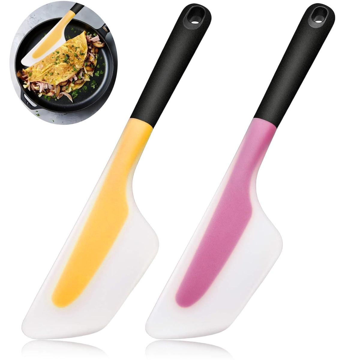 Silicone Omelette Spatula Turner, 13Inch Flip Fold Omelet Turner