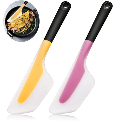 Silicone Omelette Spatula Turner, 13Inch Flip Fold Omelet Turner