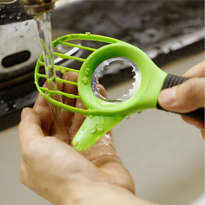 3 in 1 Avocado Slicer Tool Works as a Splitter, Pitter and Cutter as knife peeler scoop with Comfort-Grip Handle (Green-Slicer)