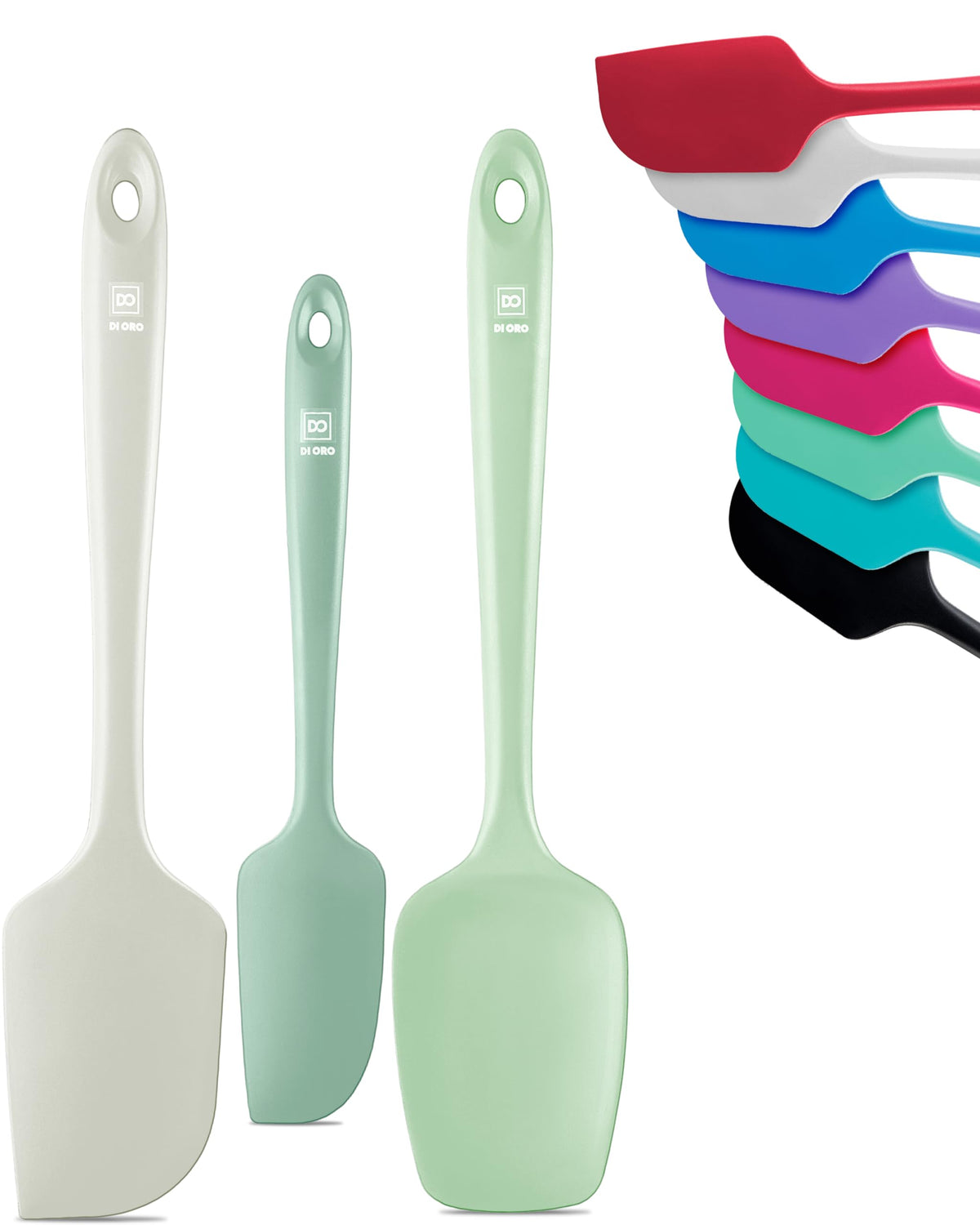 DI ORO Silicone Spatula Set - 600F Heat Resistant, 3-Pc Red
