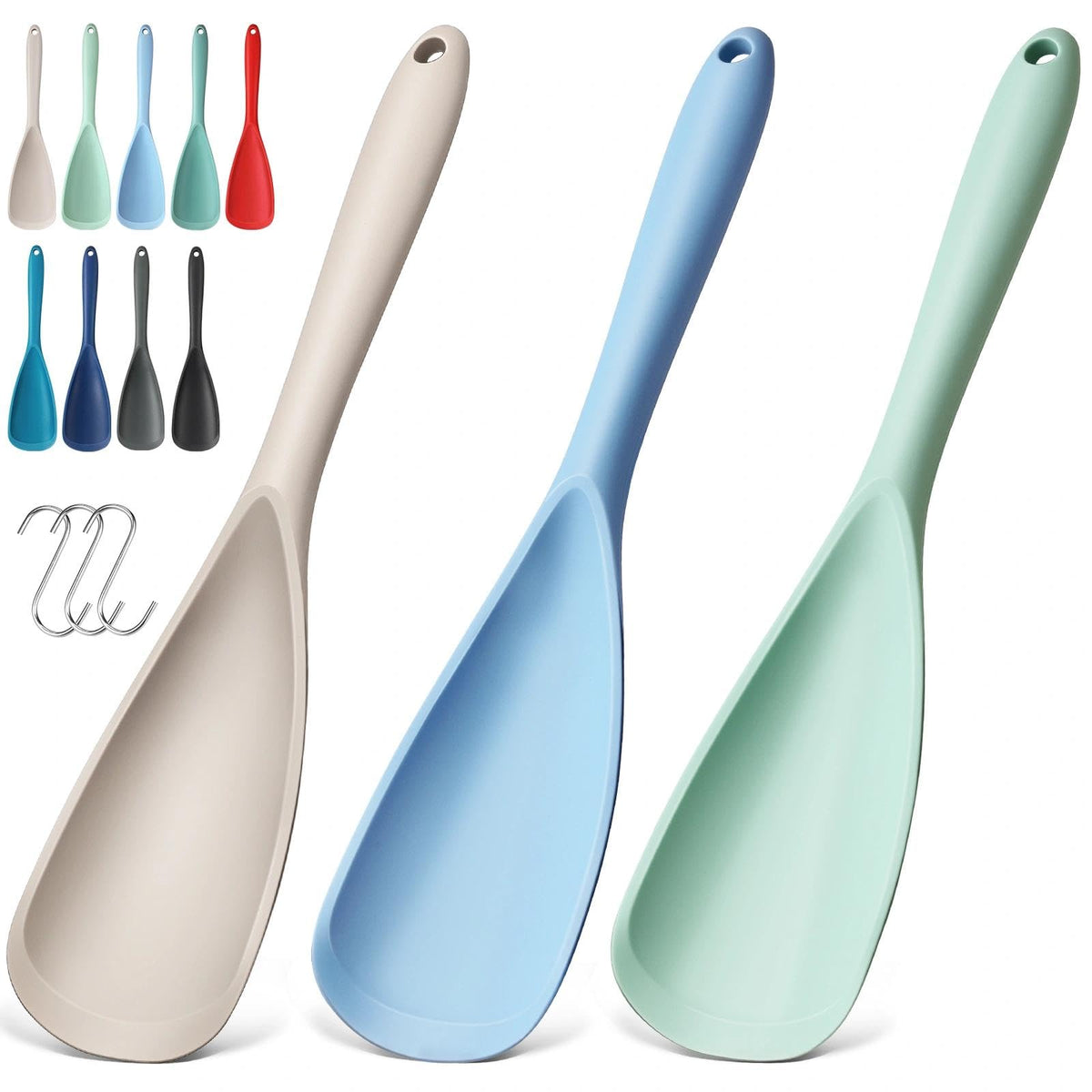 3 PACK Silicone Cooking Spoon Spatula for Nonstick Cookware, Heat‑resistant