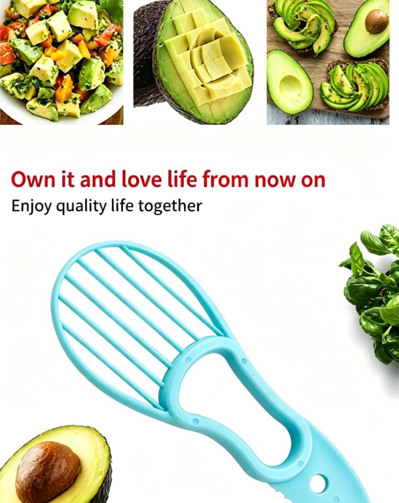 3-in-1 Avocado Slicer, Plastic Cutter with Peeler, Corer, and Pulp Separator, Kitchen Tool