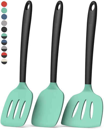 Coukre Silicone Spatula Set of 7, BPA Free Food Grade Silicone Cooking Utensils, Heat Resistant Kitchen Tools for Nonstick Cookware, Dishwasher Safe Spatulas for Cooking and Baking（7,PureDarkBlue）
