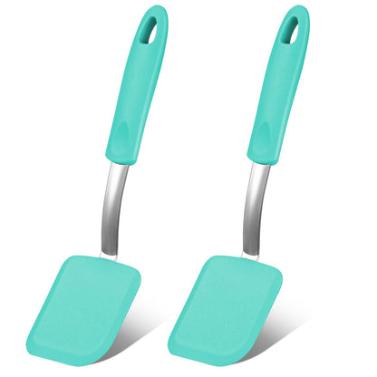 2 Pcs Mini Silicone Cookie Brownie Spatula,Solid Flat,Green