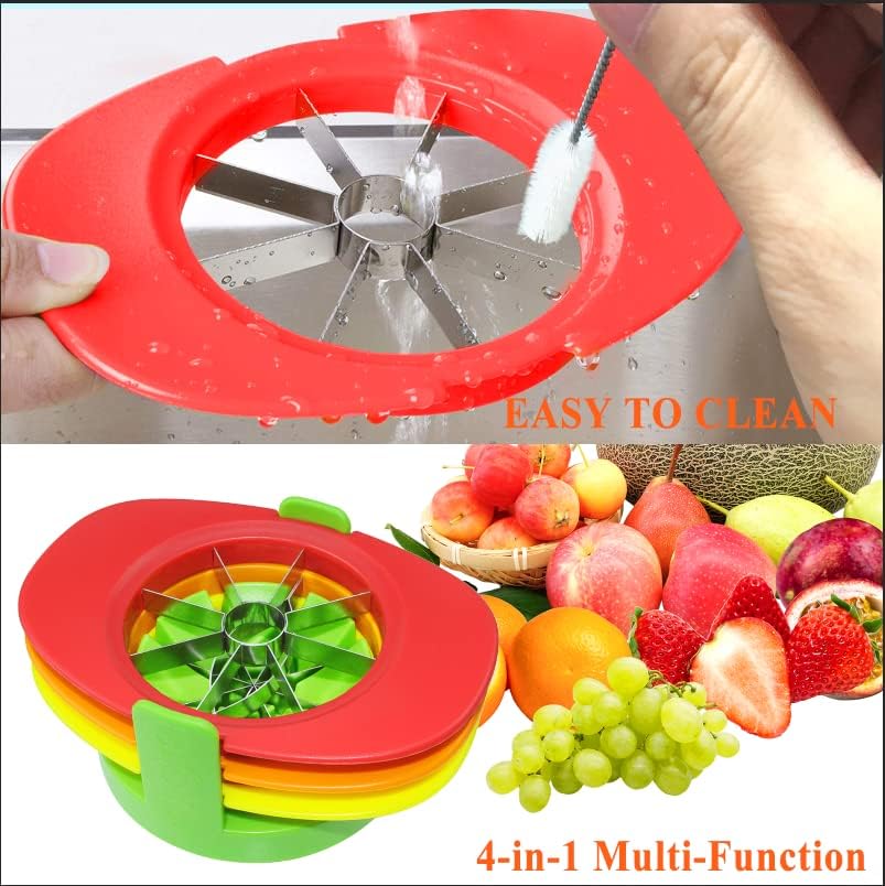 Fruit Cutter Slicer, 4 in 1 Apple Slicer with Peeler & Cleaning Brush