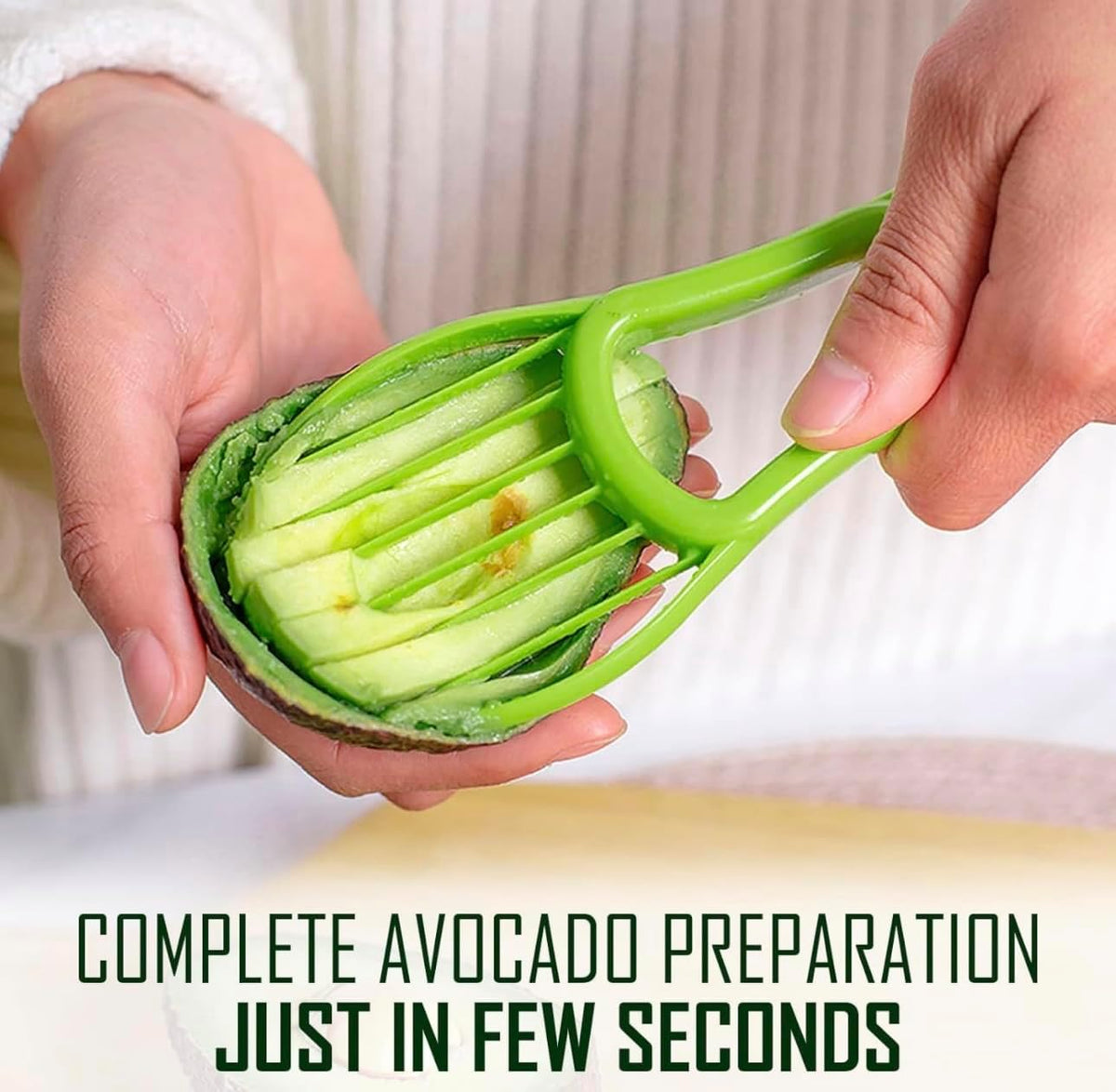 Avocado Peeler 3 in 1 Tool - Hassle-free Avocado Slicer, Pitter & Scooper - Kitchen Gadget for Hass Avocados - Easy to Use, Plastic Avocado Knife, Green - Must-Have Avocado Accessory!