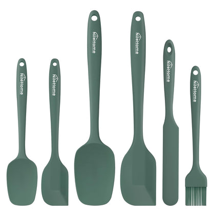 NileHome 6 Pieces Silicone Spatula Set with Silicone Brush,Mixing-Black