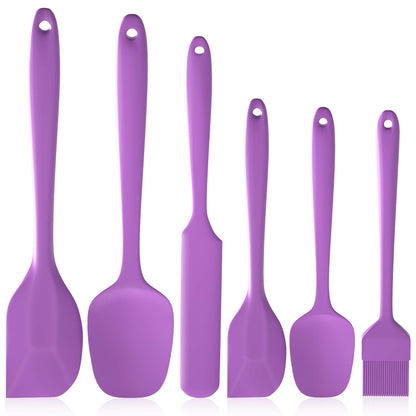 Heat Resistant Silicone Spatulas Set 6pcs, Seamless Design Non-Stick Mixing Spatulas with Stainless Steel Core, Premium BPA-Free Rubber Spatula Baking Cooking Utensile for Home Kitchen BBQ (white)