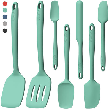 Coukre Silicone Spatula Set of 7, BPA Free Food Grade Silicone Cooking Utensils, Heat Resistant Kitchen Tools for Nonstick Cookware, Dishwasher Safe Spatulas for Cooking and Baking（7,PureDarkBlue）