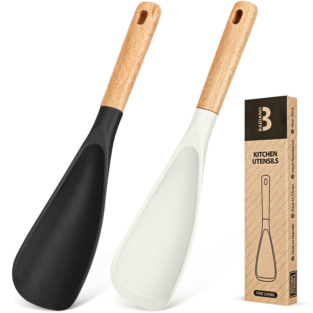 Badiano Silicone Cooking Spoon for Nonstick Cookwares, Multi-function,11.4"