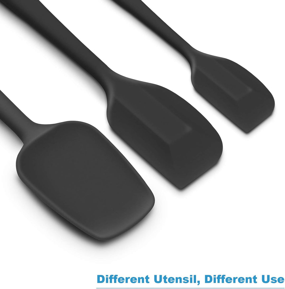 3-Piece Silicone Spatula Set, 600°F Heat Resistant, Black