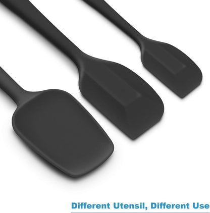 3-Piece Silicone Spatula Set, 600°F Heat Resistant, Black