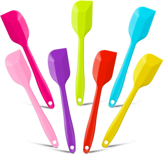 7 Pieces Silicone Spatulas 8 inch Heat-Resistant Spatulas Non-Stick Flexible Scrapers Kitchen Rubber Spatulas for Kitchen Cooking, Baking, Mixing Tools