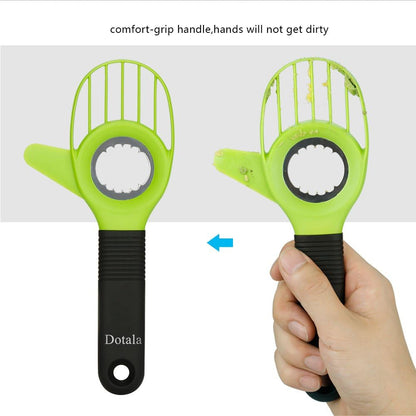 3 in 1 Avocado Slicer Tool Works as a Splitter, Pitter and Cutter as knife peeler scoop with Comfort-Grip Handle (Green-Slicer)