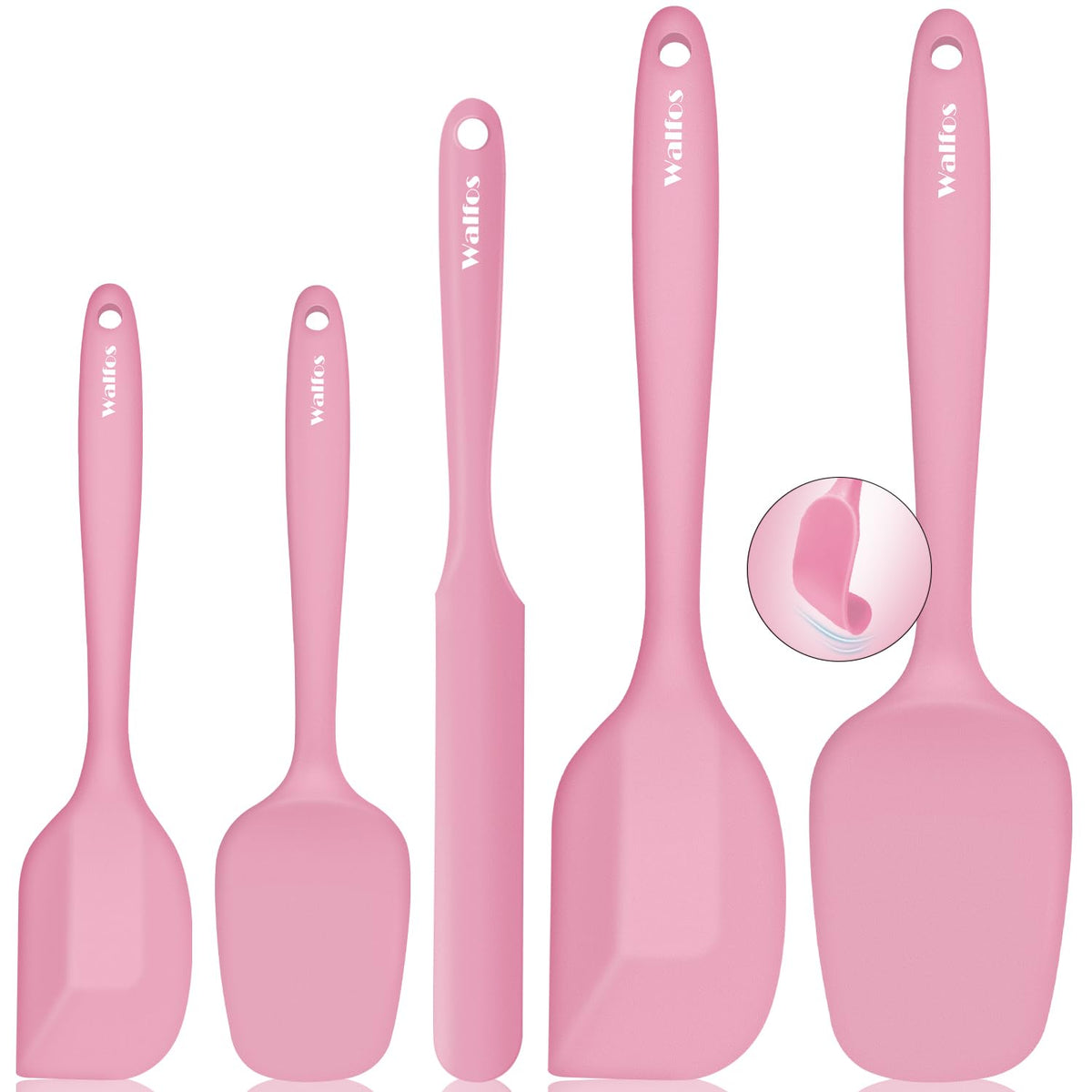 Walfos 600°F High Heat Resistant Silicone Spatula Set of 5- Food Grade Rubber Spatula Set for Baking Cooking & Mixing - BPA Free, Non Stick and Dishwasher Safe,black