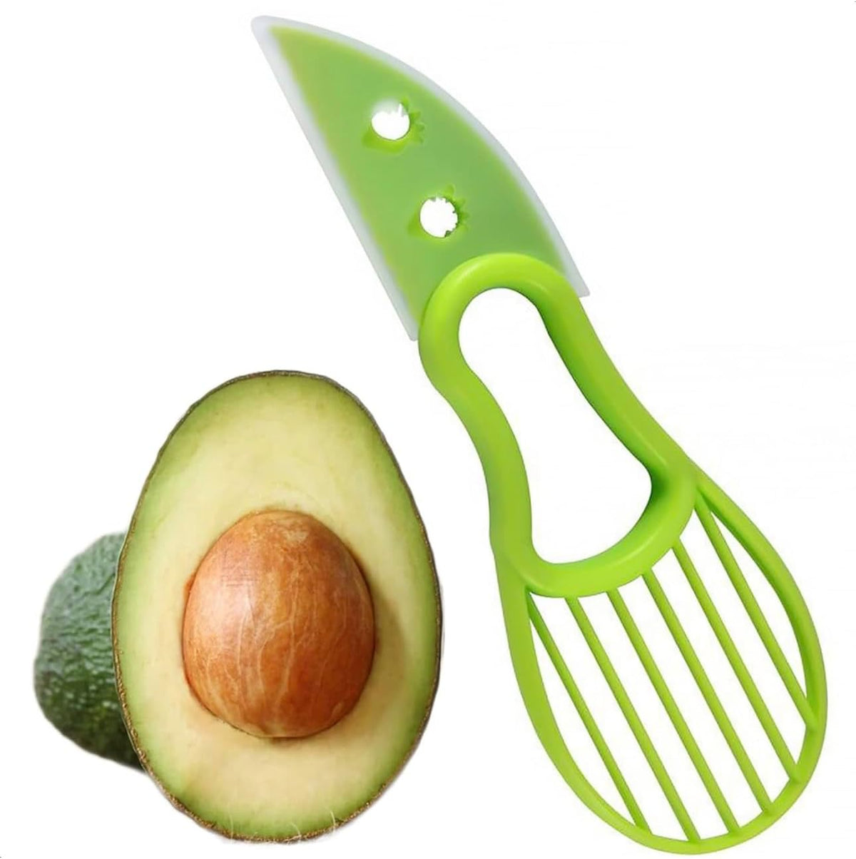 Avocado Peeler 3 in 1 Tool - Hassle-free Avocado Slicer, Pitter & Scooper - Kitchen Gadget for Hass Avocados - Easy to Use, Plastic Avocado Knife, Green - Must-Have Avocado Accessory!