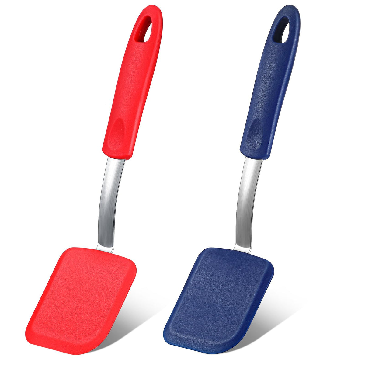 2 Pcs Mini Silicone Cookie Brownie Spatula,Solid Flat,Green