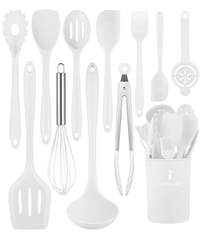 Pink Kitchen Utensils Set-12 Pieces Silicone Cooking Utensils Set