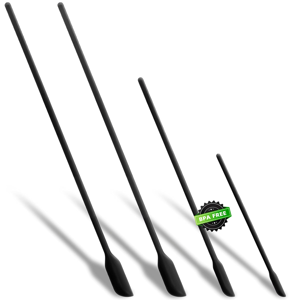 Anaeat 4 Piece Silicone Spatula Set - Seamless One-Pieces Design - Non Stick Rubber Spatulas Kitchen Scraper for Baking, Cooking, Scraping & Mixing, Heat Resistant & BPA Free & Dishwasher Safe (Black)