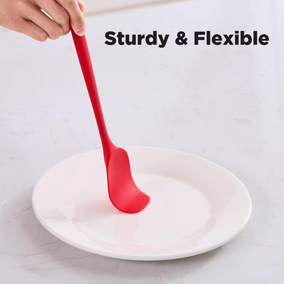 6 Pieces Silicone Spatula Set, Food Grade Rubber Spatula,Kitchen Tools for Baking, Cooking, Stirring (Red)