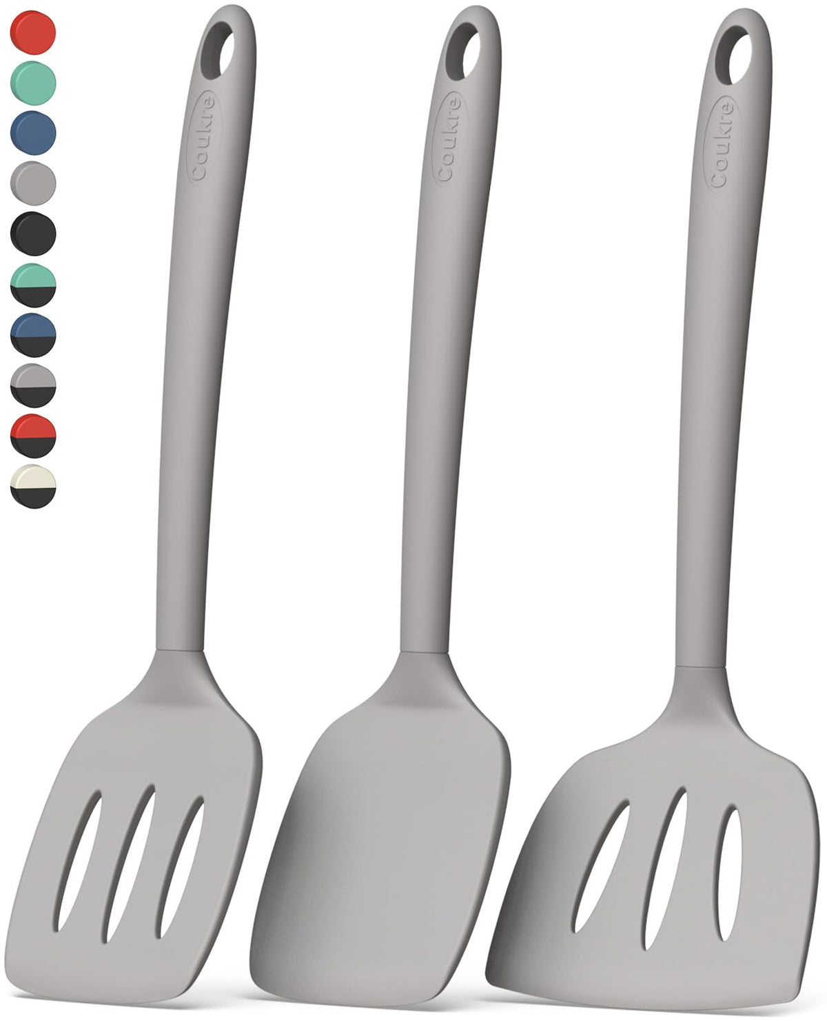 Coukre Silicone Spatula Set of 7, BPA Free Food Grade Silicone Cooking Utensils, Heat Resistant Kitchen Tools for Nonstick Cookware, Dishwasher Safe Spatulas for Cooking and Baking（7,PureDarkBlue）