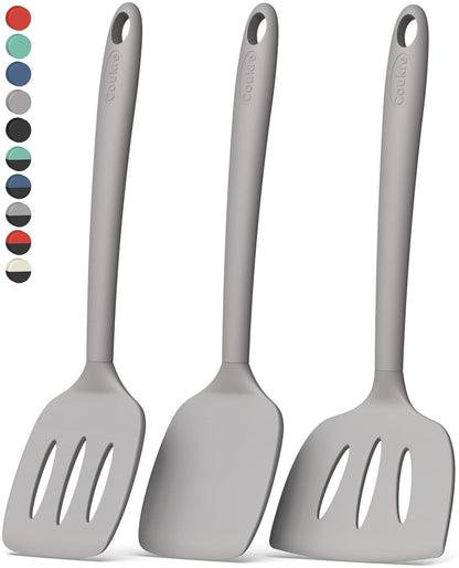 Coukre Silicone Spatula Set of 7, BPA Free Food Grade Silicone Cooking Utensils, Heat Resistant Kitchen Tools for Nonstick Cookware, Dishwasher Safe Spatulas for Cooking and Baking（7,PureDarkBlue）