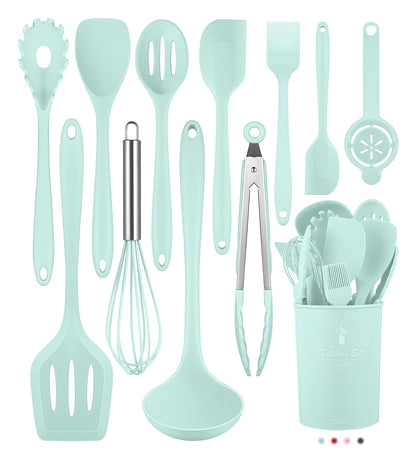 Pink Kitchen Utensils Set-12 Pieces Silicone Cooking Utensils Set