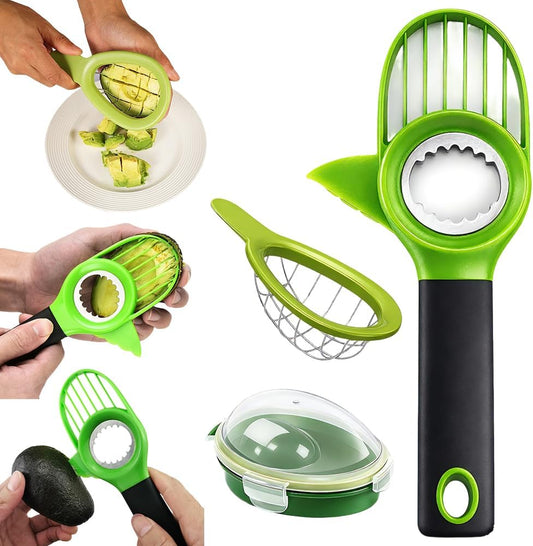 3-in-1 Avocado Slicer, 2026 New Avocado Pitter, Multifunctional Avocado Tool for Kitchen Helper, Ergonomic Avocado Cutter for Salads, Non-Slip Handle Avocado Slicer for Home Cooking (3 Set)