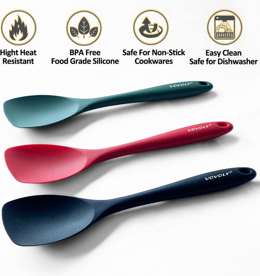 Vovoly Silicone Spatula Spoon Set, 11 IN, Assorted, Spoonula Heat Resistant