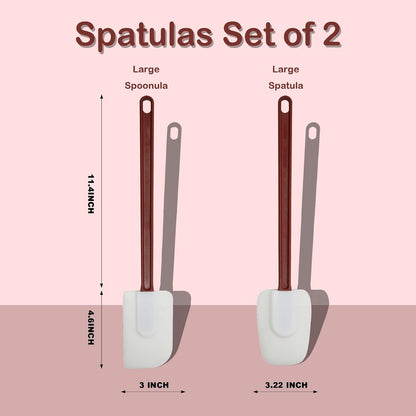 16.5 INCH Silicone Spatulas Heat Resistant Heavy Duty Rubber Spatulas Commercial Spatulas Set for Kitchen Use Silicone Cooking Utensils Sets of 2